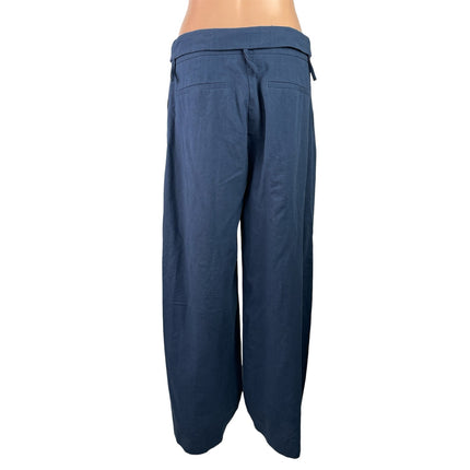 NEW Lioness Flourish Women's Blue Foldover Wide Leg High Rise Trousers Pants M