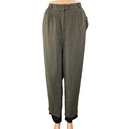Chaus Multicolor Tweed Plaid Check Pleated Tapered Trousers Dress Pants Size 16
