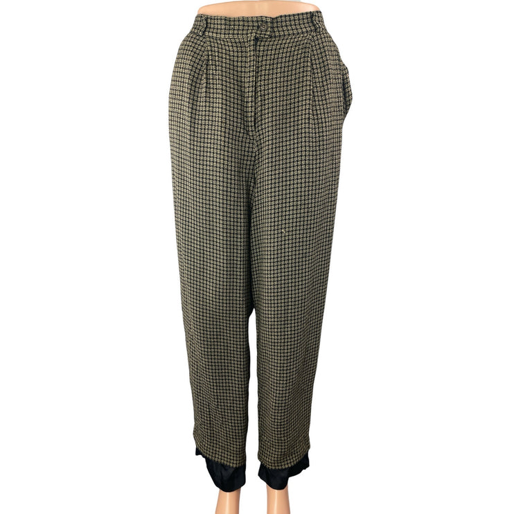 Chaus Multicolor Tweed Plaid Check Pleated Tapered Trousers Dress Pants Size 16