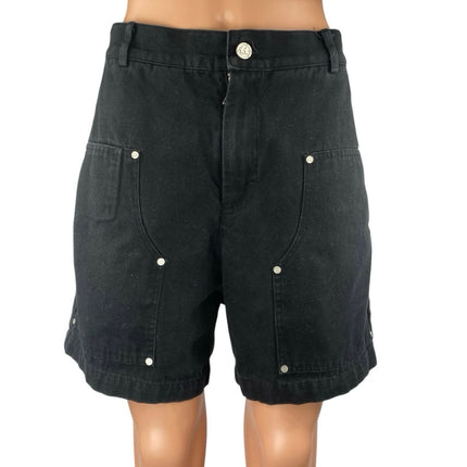 2Ful Women's Black High Waisted Wide Leg Utility Pockets Cargo Shorts Size M