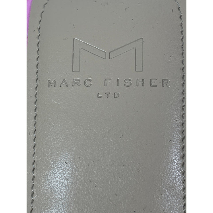 NEW Marc Fisher LTD Faren 2 Pink Croc Embossed Leather Kitten Heels Sandals 8.5