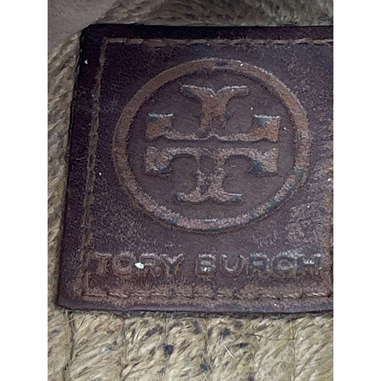 Tory Burch Weston Womens Canvas Logo Round Toe Slip On Espadrilles Flats Shoes 7