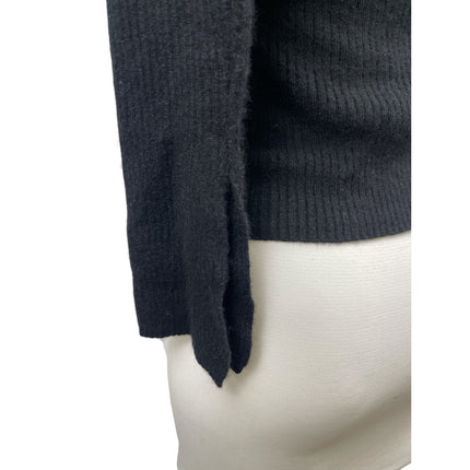 Caara Women's Black Ribbed Knit Sweetheart Long Sleeve Blouse Sweater Top Size S