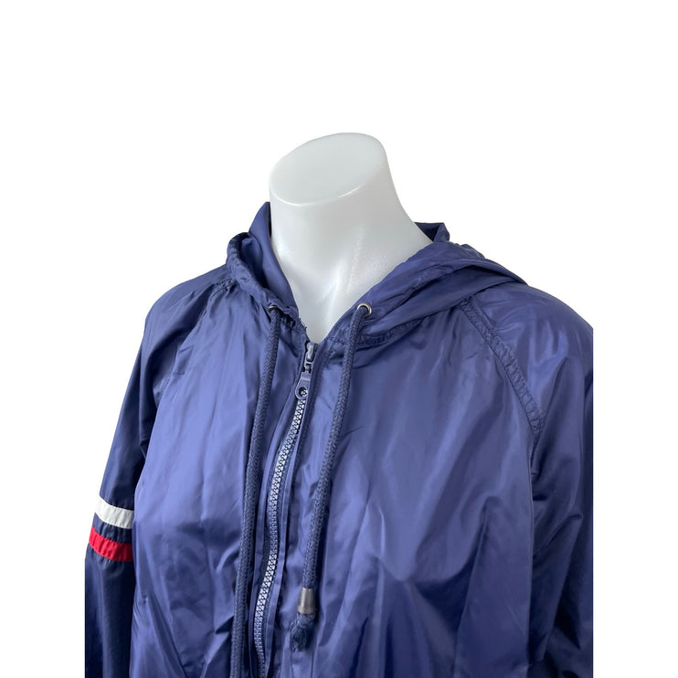 Heart & Hips Women's Navy Blue Hooded Long Sleeve Full Zip Windbreaker Jacket M