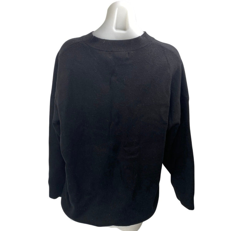 MNG Mango Women's Black Mock Neck Long Sleeve Knit Tunic Sweater Top Size XL