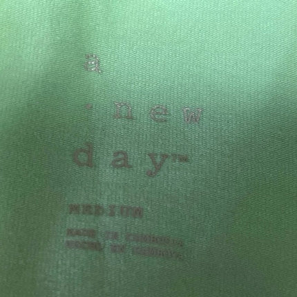 A New Day Women's Green Puff Sleeve Pullover Crew Neck Stretch Blouse Top Size M