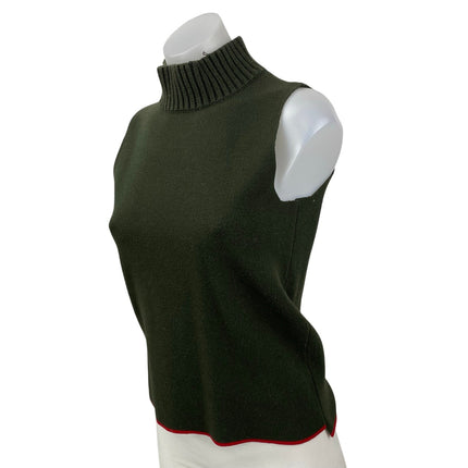 Zara Women's Green Knit Turtle Neck Sleeveless Slim Fit Tank Vest Sweater Top M