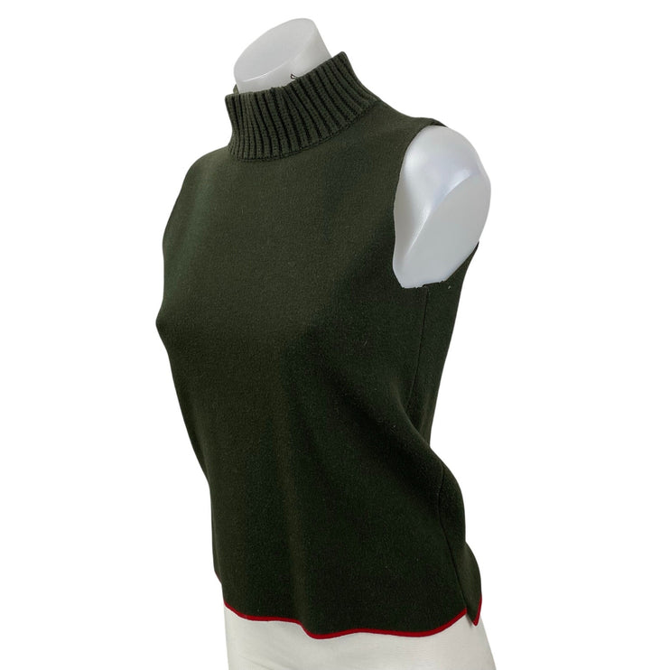 Zara Women's Green Knit Turtle Neck Sleeveless Slim Fit Tank Vest Sweater Top M