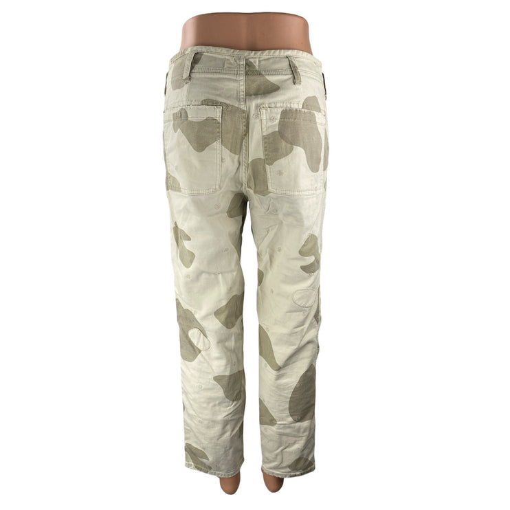 Anthropologie The Wanderer Beige Khaki Army Military Straight Trousers Pants 27
