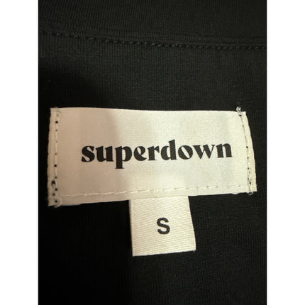Superdown Womens Black Long Sleeve Deep V-Neck Stretch Tie Waist Crop Top Size S