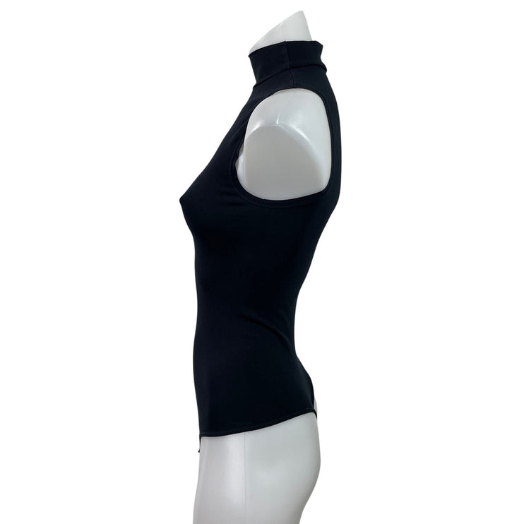 Yummie Womens Black Sleeveless Turtleneck Stretch Knit Tank Bodysuit Top Size S