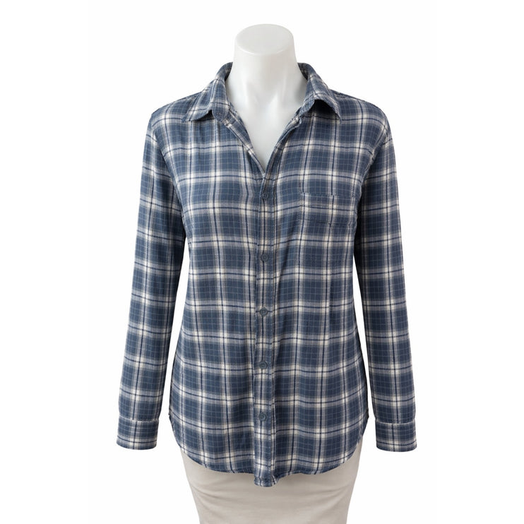 Furst of a Kind Plaid Check Embroidered Rhinestone Skull Button Down Shirt Top M