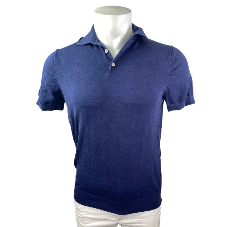 Suitsupply Men's Blue Short Sleeve Silk Golf Cotton Casual Polo Shirt Top Size M