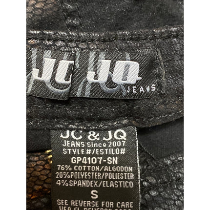 JC & JQ Women's Black Snakeskin High Waist Jean-ish Leggings Skinny Pants Size S
