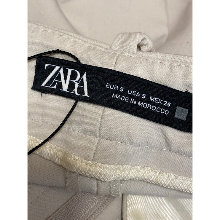 Zara Women's White High Waisted Wide Leg Baggy Trousers Dress Pants Size S