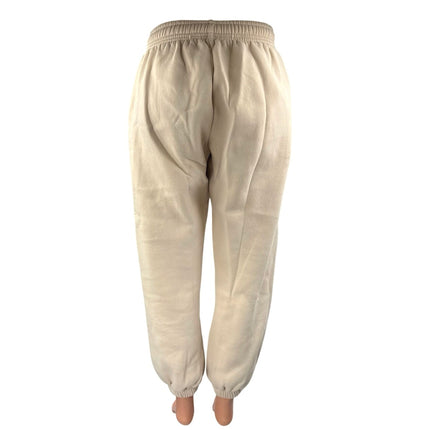 Princess Polly Women's Beige Heart High Waisted Fleece Jogger Sweat Pants Size 4