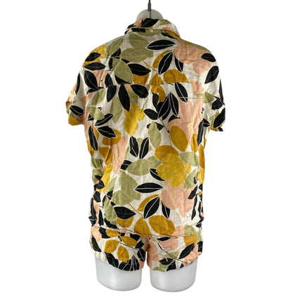 Rachel Zoe Floral Collar Short Sleeve Short Sleeve Lounge Pajama Sleepwear Set S