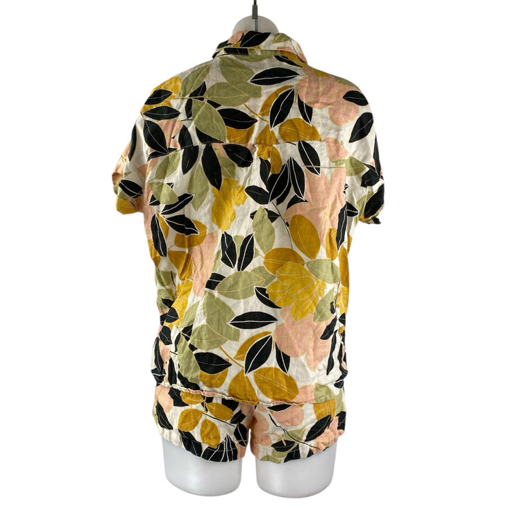 Rachel Zoe Floral Collar Short Sleeve Short Sleeve Lounge Pajama Sleepwear Set S