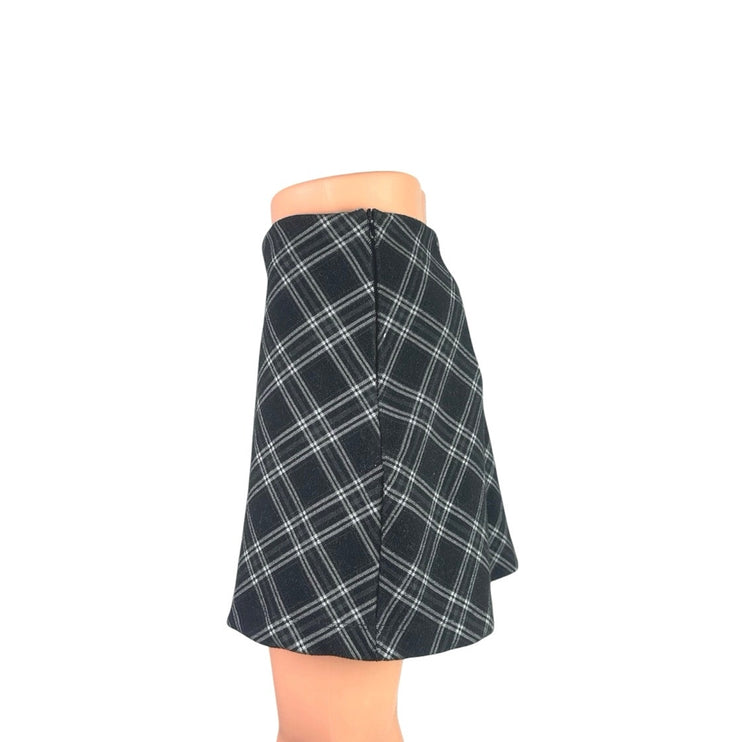 Princess Polly Black Plaid Tartan Flannel Zip High Waist A Line Mini Skirt Sz 4