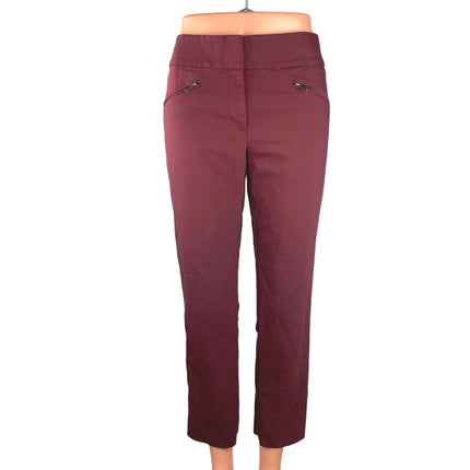 Ann Taylor Red Maroon High Rise Zipper Pockets Signature Cropped Pants Size 2