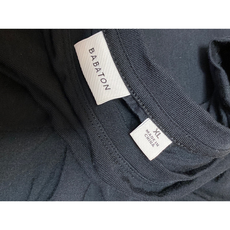 Aritzia Babaton Womens Black Sleeveless Draped Ruched Crop Blouse Tank Top Sz XL