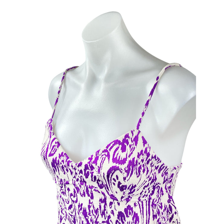 Zara Women's Purple Floral Paisley V Neck Sleeveless Mini Cami Tank Slip Dress M