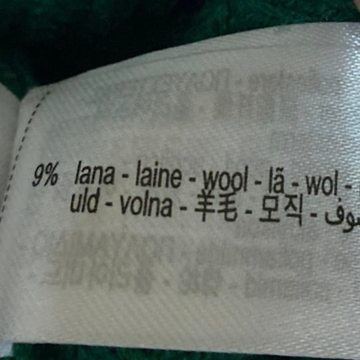 Zara Womens Green Chunky Knit Wool Mock Neck Long Sleeve Oversized Sweater Top L