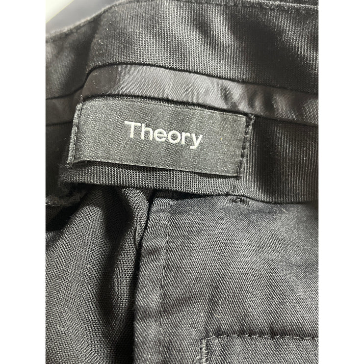 Theory Black Wool Long Sleeve Blazer Coat Jacket Straight Dress Pants Set 42/34