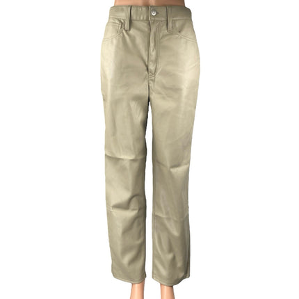 Madewell Perfect Vintage Cream Faux Leather High Rise Straight Trousers Pants 27