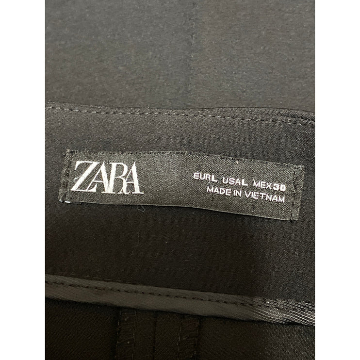 Zara Women's Black Split Slit Hem High Waisted Flare Straight Trousers Pants L