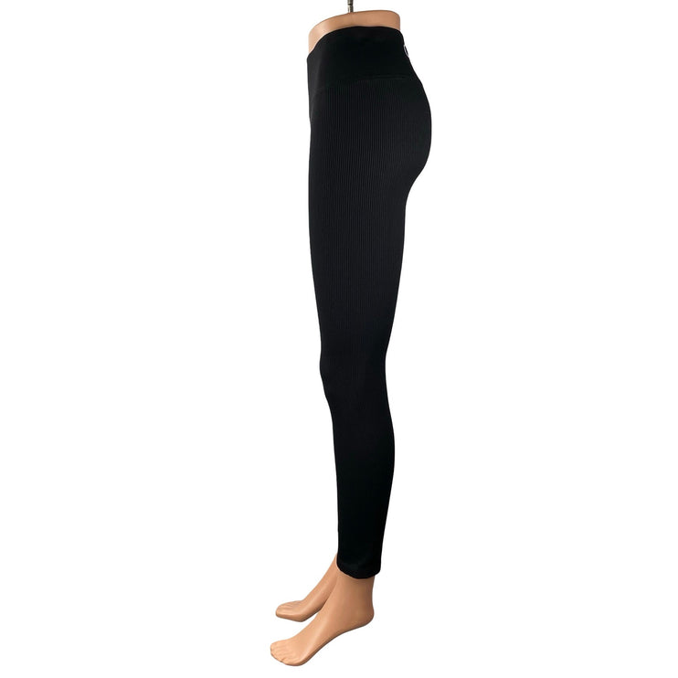 Calvin Klein Black Ribbed Skinny Yoga Gym Athletic Activewear Leggings Pants M