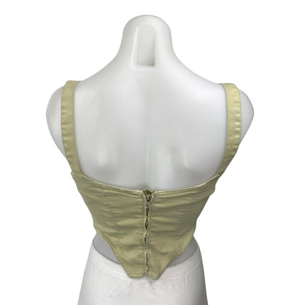 Zara Women's Green Sleeveless Bandeau Corset Bustier Denim Crop Tank Top Size XS