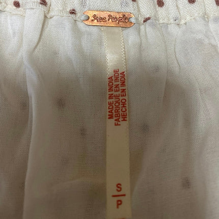 Free People White Brown Polka Dots High Rise Pleated A Line Mini Shorts Size S