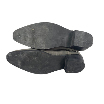 ASOS Gray Leather Suede Pointed Toe Buckle Strap Western Ankle Chelsea Boots 7