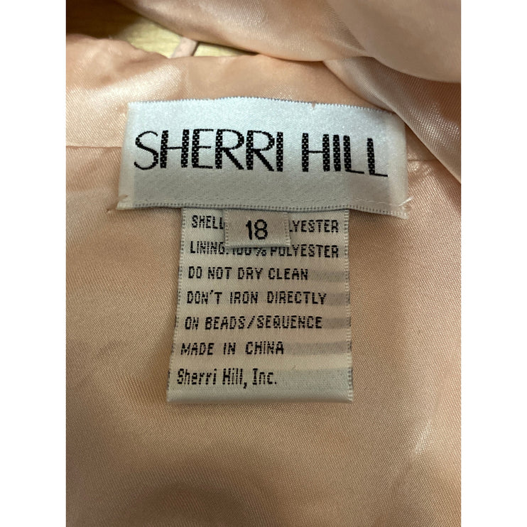 NEW Sherri Hill Pink Tulle Floral Embroidery Embellished Mini A-Line Dress Sz 18