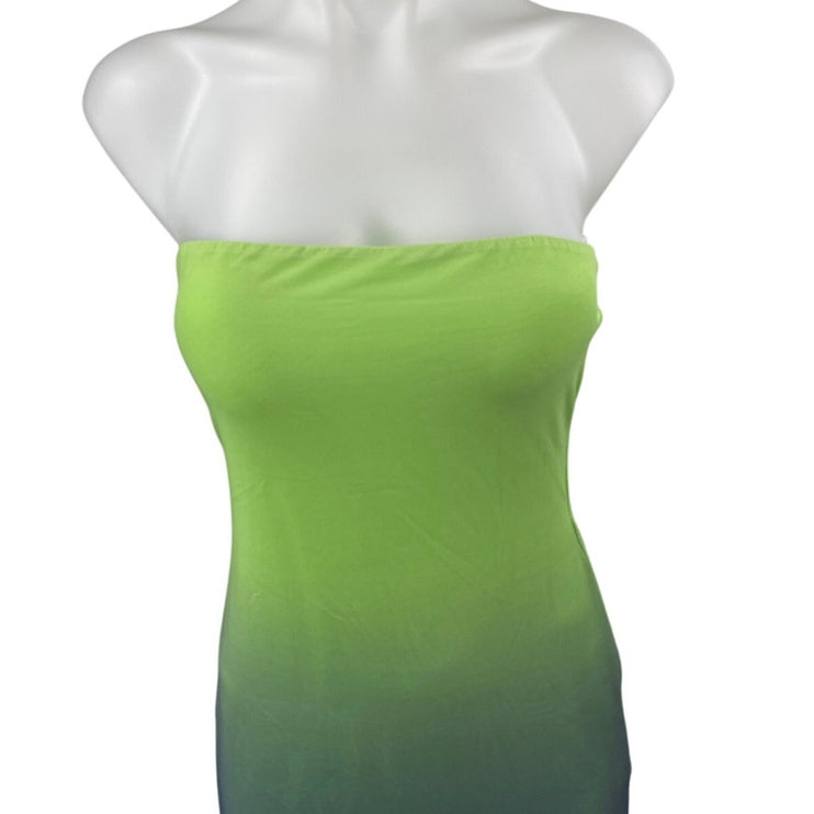 Princess Polly Green Blue Ombre Mesh Strapless Maxi Bodycon Tube Gown Dress Sz 6