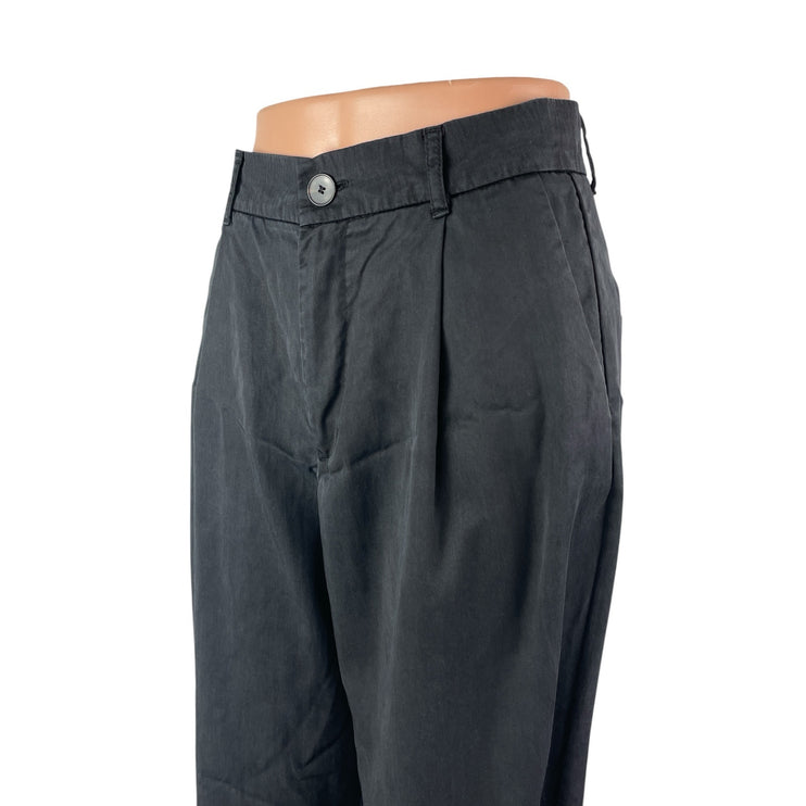 Zara Women's Black High Rise Pleated Relaxed Straight Leg Trousers Pants Size S