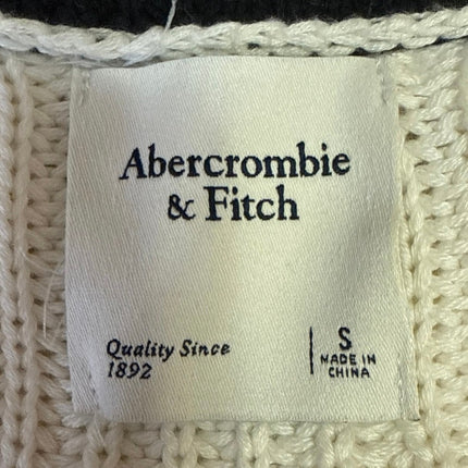 Abercrombie & Fitch White Black Striped V Neck Knit Pullover Sweater Top Size S