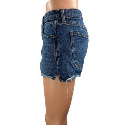 Abercrombie & Fitch The Mom Women's Blue High Rise Cut Off Denim Jean Shorts 27