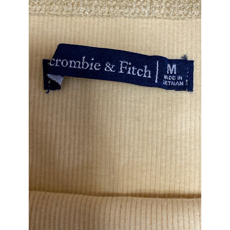 Abercrombie & Fitch Yellow Rib Knit Sleeveless Ruffle Strap Cami Crop Tank Top M