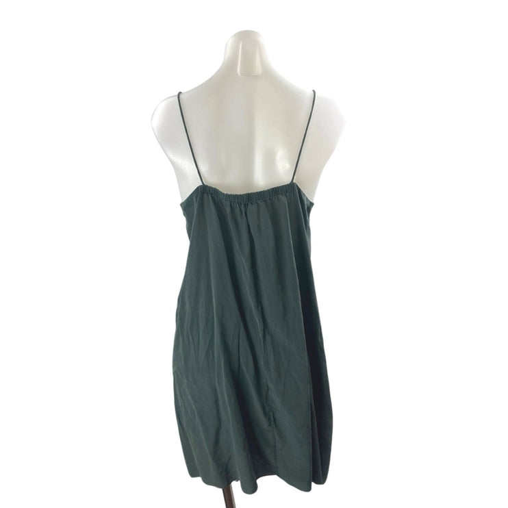 COS 100% Silk Womens Green VNeck Sleeveless Mini Cami Camisole Tank Slip Dress M