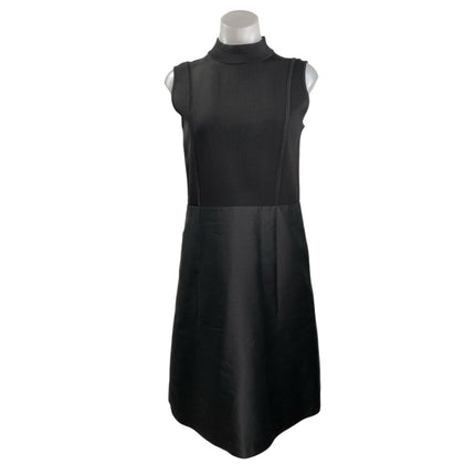 Lafayette 148 Indra Black Sleeveless Mock Neck Tank Flared A Line Midi Dress S