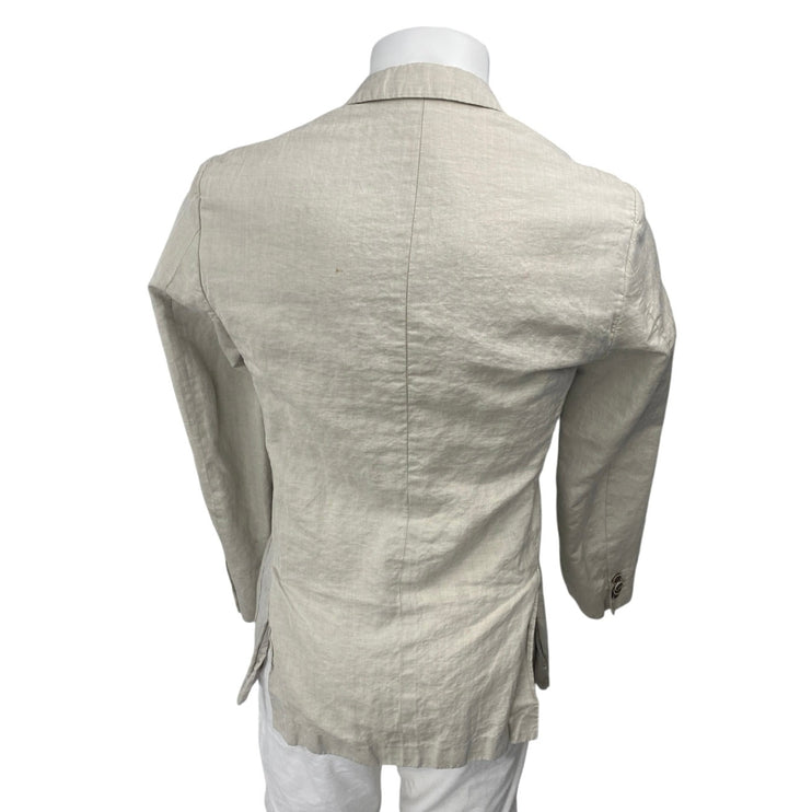 Elie Tahari Women's Beige Linen Long Sleeve Button Blazer Coat Jacket Size 36R