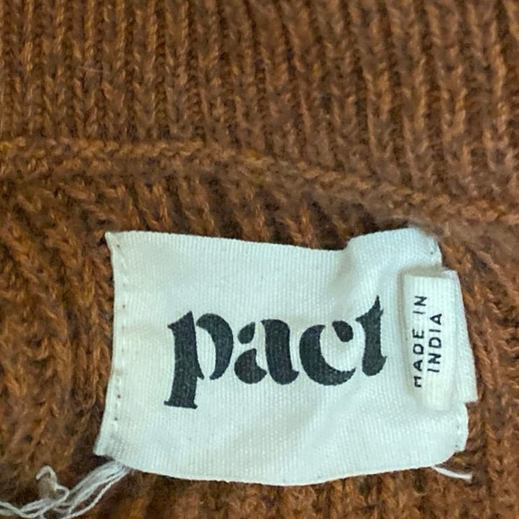 Pact Women's Brown Rib Knit Long Sleeve Pullover Sweatshirt Sweater Top Size S