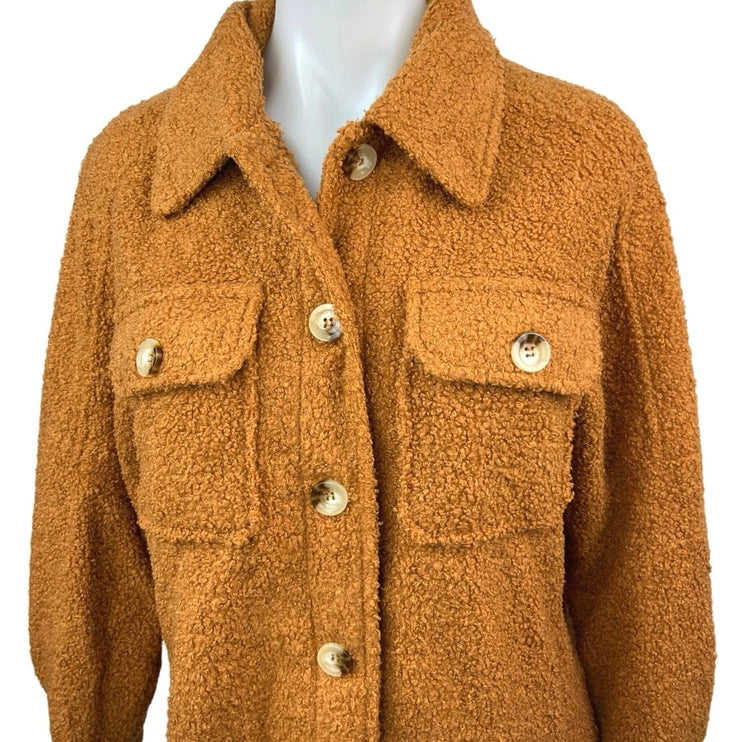 12th Tribe Brown Fleece Sherpa Cozy Button Down Shacket Shirt Jacket Size S/M