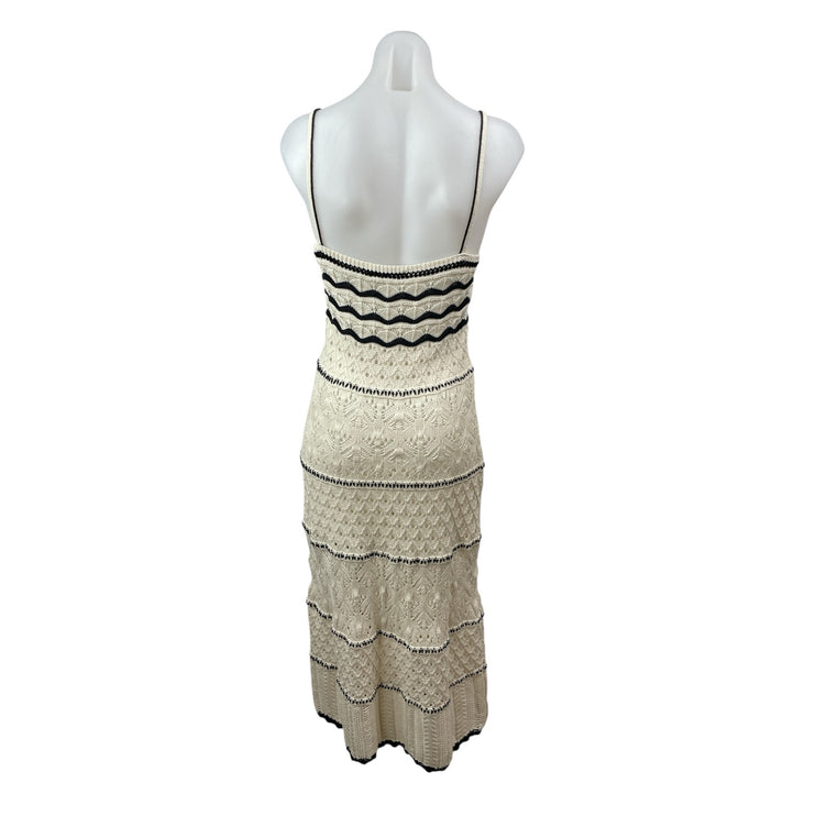 Zara Women's Geometric Crochet Knit Sleeveless Midi Cami Tank Bodycon Dress Sz M