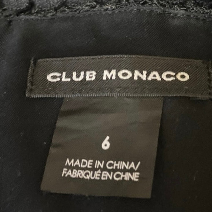 Club Monaco Black Floral Lace Short Sleeve Embroidered Mini Sheath Dress Size 6