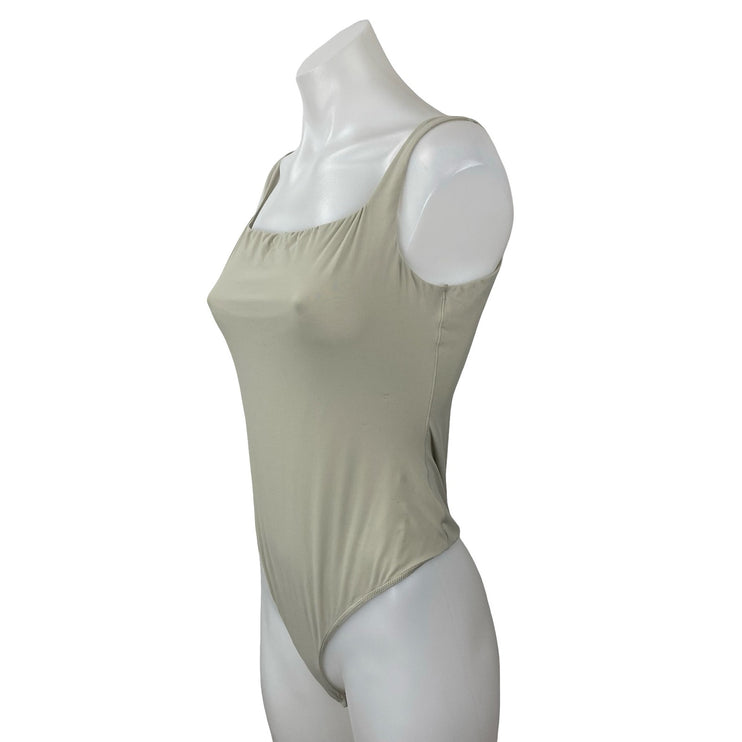Skims Women's Gray Sleeveless Square Neck Backless Tank Bodysuit Top Size XL