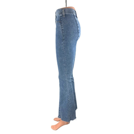 Abercrombie & Fitch Ultra High Rise Flare Blue Pintuck Bootcut Denim Jeans Sz 24