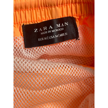 Zara Men's Orange High Waisted Drawstring Elastic Waist Mini Boxer Shorts Size M